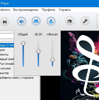 Добавления БЭК и ВОКАЛа в плеере Карафан 2